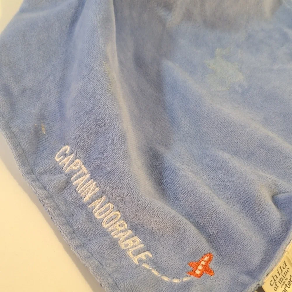 Carter's Blue Brown‎ Monkey Satin Blanket Plush 12